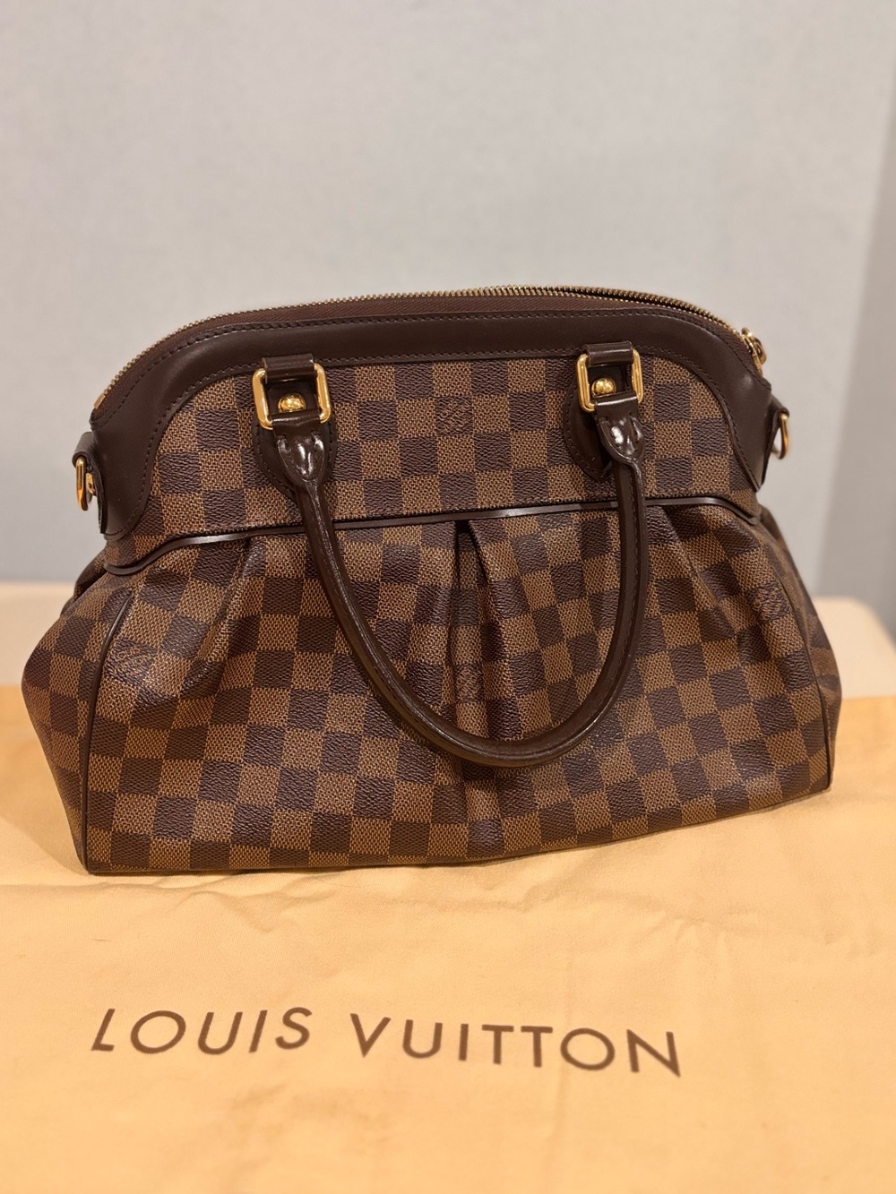 Louis Vuitton Brown Damier Ebene Satchel with Dark Brown Trim